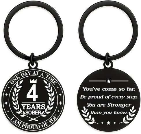Hewonnn Sober Anniversary Milestone Gift - AA NA Sobriety Recovery Token, 1 Year-10 Years Sober Keychain With Mirror Stickers in Saudi Arabia