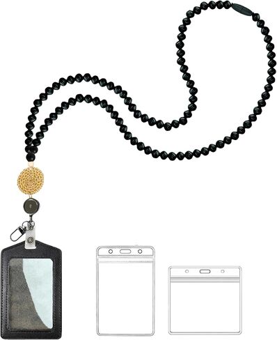 Designer Cute Beaded Teacher Lanyard with ID Holder Retractable Breakaway Badge Lanyards for ID Badges for Women Cute in Kuwait