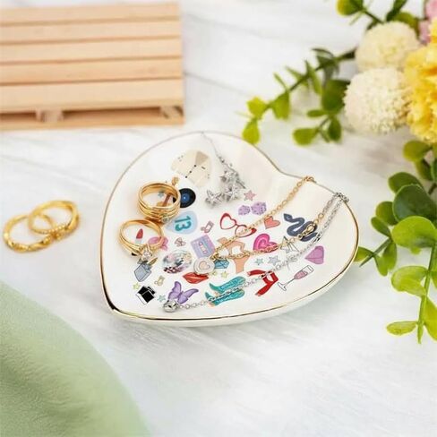 BLINK BOUNCE Best Era Inspired Jewelry Organizer Bundle - Ceramic Heart Ring Tray & 2 Stylish Jewelry Boxes Perfect for Taylor Swift Fans Decorative Trinket Storage for Rings Necklaces Earrings in Saudi Arabia