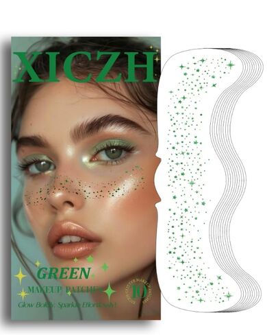 Glitter Freckles,Body and Face Glitter Makeup Patches for Women Girls, Waterproof Festival Rave Accessories fit Country Concert Outfits (Silver - 10 pcs) in Saudi Arabia