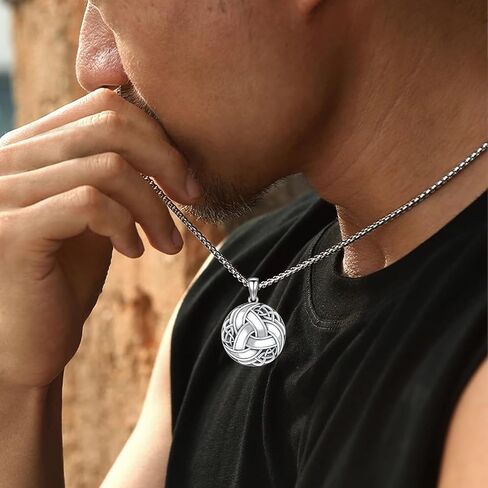 Viking Runes Necklace 925 Sterling Silver Celtic Knot/Raven/Wolf Norse Mythology Protection Pendant Amulet Jewelry Birthday Gifts for Men Women in Saudi Arabia