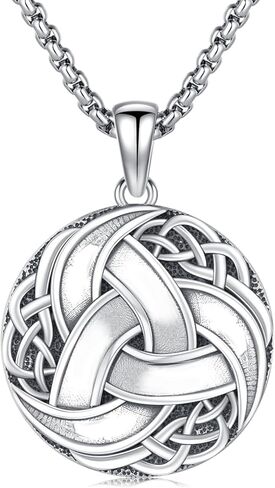 Viking Runes Necklace 925 Sterling Silver Celtic Knot/Raven/Wolf Norse Mythology Protection Pendant Amulet Jewelry Birthday Gifts for Men Women in Saudi Arabia
