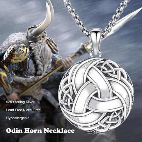 Viking Runes Necklace 925 Sterling Silver Celtic Knot/Raven/Wolf Norse Mythology Protection Pendant Amulet Jewelry Birthday Gifts for Men Women in Saudi Arabia