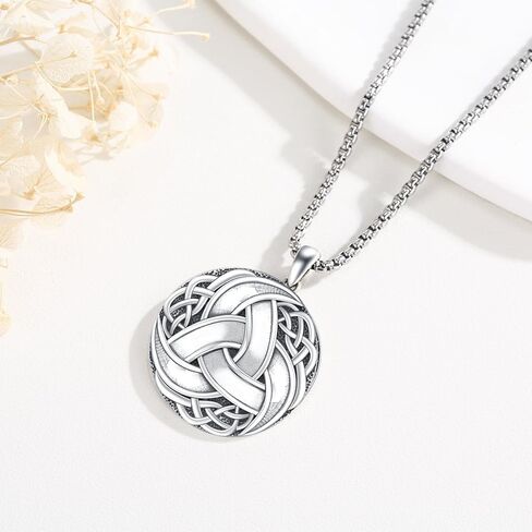 Viking Runes Necklace 925 Sterling Silver Celtic Knot/Raven/Wolf Norse Mythology Protection Pendant Amulet Jewelry Birthday Gifts for Men Women in Saudi Arabia