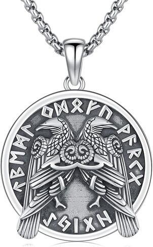 Viking Runes Necklace 925 Sterling Silver Celtic Knot/Raven/Wolf Norse Mythology Protection Pendant Amulet Jewelry Birthday Gifts for Men Women in Saudi Arabia