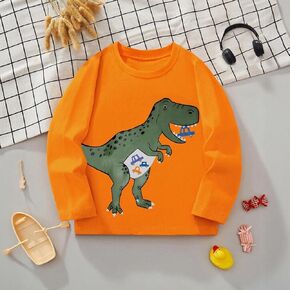 Boys Long Sleeve Shirts Dinosaur Fall Cotton Pullover T-Shirt for 3-8 Years in Kuwait