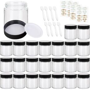 24 عبوة من برطمانات زجاجية بلورية بأغطية سعة 118 مل من EkkoVla، حاويات مستحضرات تجميل مستديرة فارغة مع بطانات داخلية للغسول والكريم والمراهم والمسحوق والشموع in Kuwait