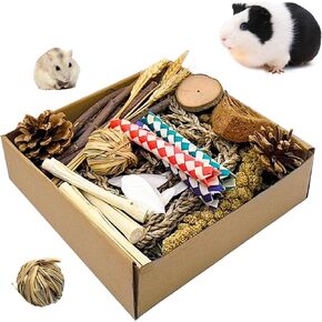 Guinea Pig Toys Rabbit Toys Box for Chewing&Teeth Grinding Natural Bunny Treats for Chinchilla, Rat, Hamster and Other Small Pets (Medium) in Kuwait