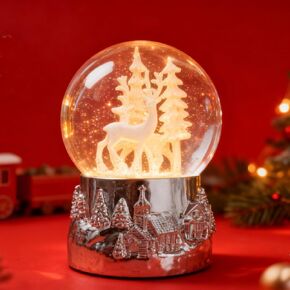 Christmas Snow Globe, 100mm Reindeer Snow Globe, Musical Christmas Deer Snow Globe, White Winter Snow Globes，Santa Snow Globe，Snow Globes Christmas in Saudi Arabia