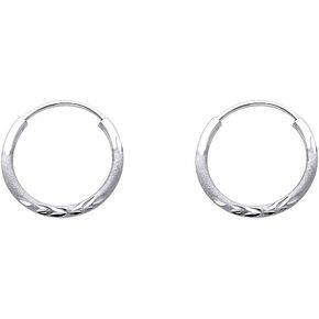 14k White Gold 1.5mm Thickness Endless Hoop Earrings - 8 Different Size Available in Saudi Arabia
