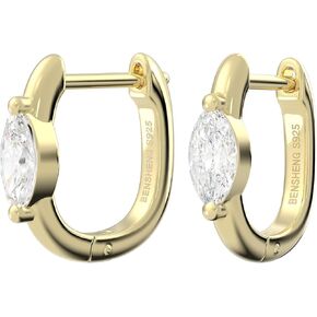 925 Sterling Silver Marquise Moissanite Small Dainty Huggie Earrings | Graceful Lightweight Huggie Hoops 丨Hypoallergenic Classic Jewelry Gift for Women in Saudi Arabia