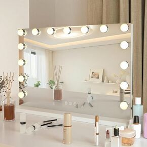YOURLITE Vanity Mirror with Lights,Large Hollywood Mirror with Lights with 15 Bulbs, 3 Colors Modes & Adjustable Brightness, Makeup Mirrors Vanity with 10x Spot Mirror, USB Charging Port in Saudi Arabia