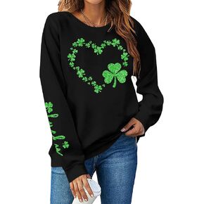 LUKYCILD St Patricks Day Sweatshirt Women Clover Sweater Shamrock Shirts Funny Long Sleeve Irish Gift Pullover Tops in Kuwait