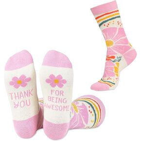 InnoBeta Thank You Socks Appreciation Gifts for Women, One Size Crew Socks for Coworker Therapist Employee Friends Teachers - Thank you for being awesome in Saudi Arabia