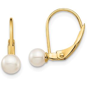 14k Yellow Gold Leverback 4.5mm Freshwater Cultured Pearl Earrings in Saudi Arabia