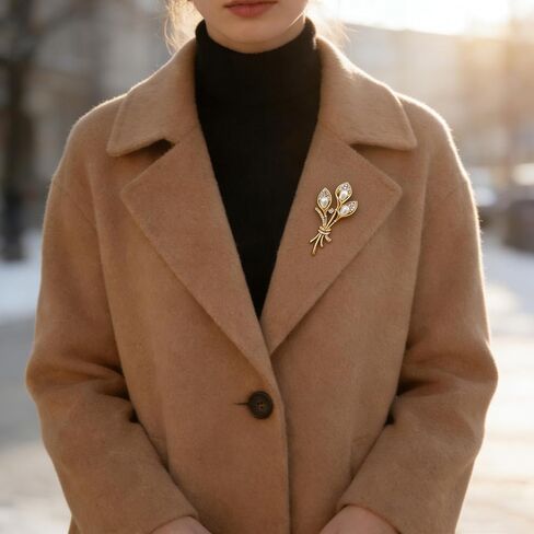 Calla Lily Brooch for Women - Elegant Rhinestone Pearl Flower Bouquet Lady Brooch Pin with Zircon for Coat, Dress, and Jacket in Saudi Arabia
