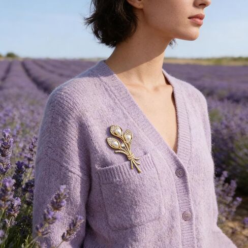 Calla Lily Brooch for Women - Elegant Rhinestone Pearl Flower Bouquet Lady Brooch Pin with Zircon for Coat, Dress, and Jacket in Saudi Arabia
