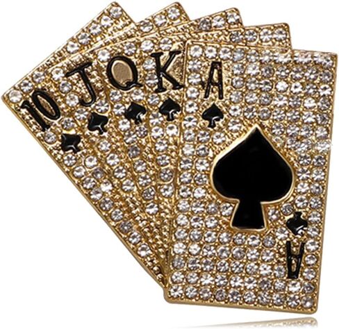 DEYOUM Punk Poker Brooches for Women Men Pins Punk Poker Playing Cards Rhinestones Crystal Brooch Pins Hip Hop Holiday Banquet Party Fashion Jewelry Gift Accessories in Saudi Arabia
