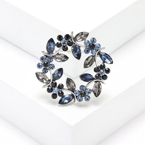 Fashion Shiny Rhinestone Floral Design Brooches for Women, Rhinestone Brooch Pins for Women in Saudi Arabia