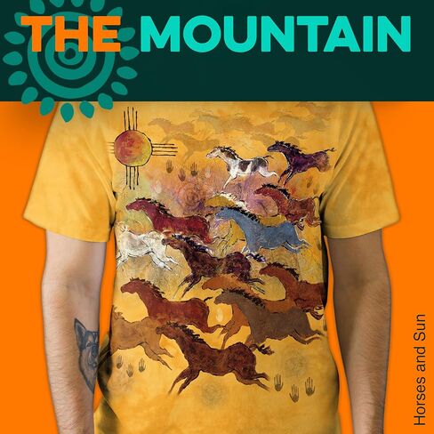 The Mountain Horses and Sun Shirt for Men, Animal Graphic Tees Men, Western Nature Oversized Casual T-Shirt in Saudi Arabia