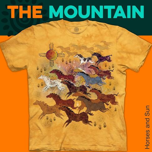 The Mountain Horses and Sun Shirt for Men, Animal Graphic Tees Men, Western Nature Oversized Casual T-Shirt in Saudi Arabia