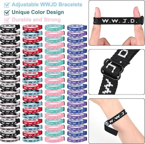 Meajjew 80PCS WWJD Christian Bracelet Pack for Women Men, Christian Gifts Adjustable WWJD Bracelets Bulk - What Would Jesus Do Wristbands in Saudi Arabia