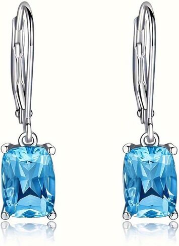 White Gold Plated Blue Cubic Zirconia Dangle Earrings for Women Daily Evening Parties Lightweight Earring Jewelry Gift for Her in Saudi Arabia