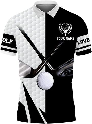 Custom Golf Polo Shirt with American Flag, Personalized Name Sports Polo for Men, USA Patriotic Golf Outfit Gift in Saudi Arabia