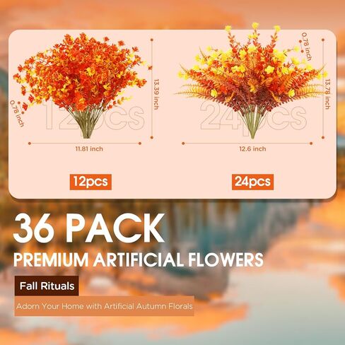 Fake Flowers for Outdoor UV Resistant 24 pcs Pink Spring Artificial Flowers Outdoors, Realistic Faux Silk Flowers Fade Resistant, Fake Plants ＆ Flowers for Garden Porch Planters Window Wedding Decor in Saudi Arabia