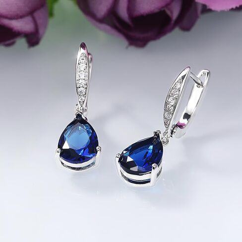 Elegant Gorgeous Drop Earrings with Blue Cubic Zirconia Delicate Fashion Jewelry for Women in Saudi Arabia