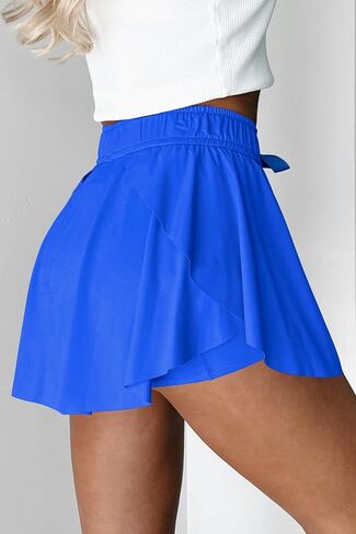 Essrite Womens Casual Tennis Skirt with Drawstring Lined High Waisted Athletic Mini Skorts Skirts for Workout in Saudi Arabia