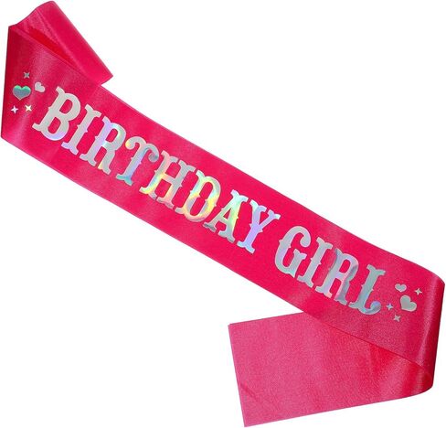Birthday Sash for Girls, 63-Inch Hot Pink Birthday Sash with Rainbow Foil Suitable for Girls Women Teenagers to Celebrate Birthdays with Style and Sparkle in Saudi Arabia