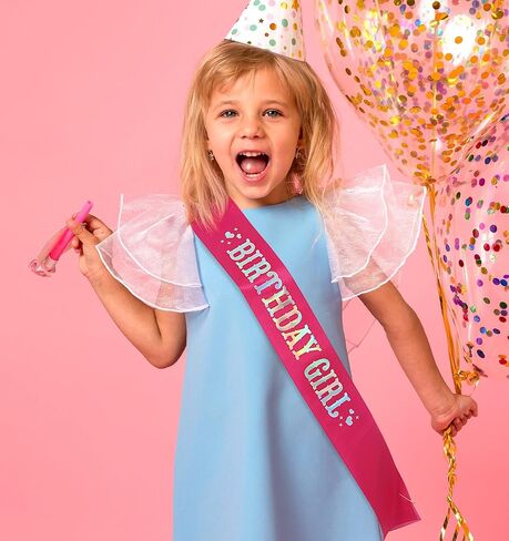 Birthday Sash for Girls, 63-Inch Hot Pink Birthday Sash with Rainbow Foil Suitable for Girls Women Teenagers to Celebrate Birthdays with Style and Sparkle in Saudi Arabia