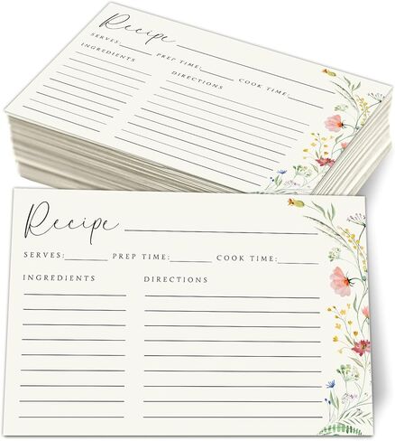 JOEMAE 50PCS Wildflower Recipe Cards,4×6 In Double Sided Cards,Blank Cardstock for Wedding, Bridal Shower and Baby Shower in Kuwait
