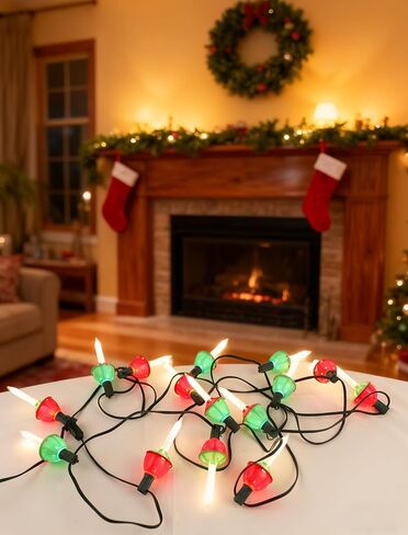 Hobbynors Vintage Christmas Bubble Lights - 15.5ft Strand with 15 Nostalgic Bubbling Candles, Warm White Glow & Green Wire - Classic Retro Christmas Tree Lights for a Cherished Holiday Display in Saudi Arabia