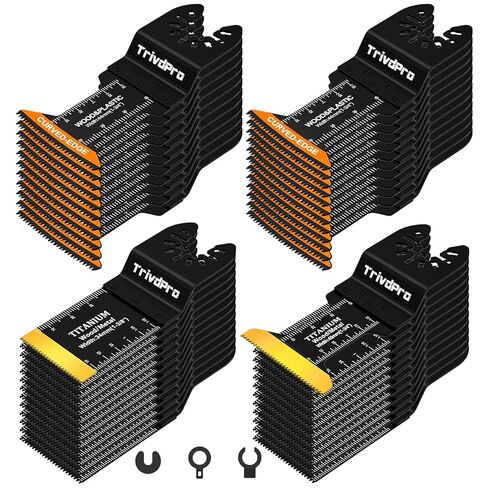 Multitool Blades Multi-Tool Blades Kits - TrivdPro 100pcs Oscillating Tool Blade Oscillating Saw Blades for Metal Wood Plastic, Oscillator Blades for Multi Tool Fits Dewalt Milwaukee Ryobi Fein Bosch in Saudi Arabia
