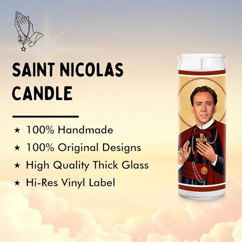 Cage Celebrity Glass Jar Candle – Unscented Handmade Soy Wax Votive Candle – Unique Gift for Movie Lovers – Home Decor Collectible for Living Room & Office – 8 Inch in Saudi Arabia