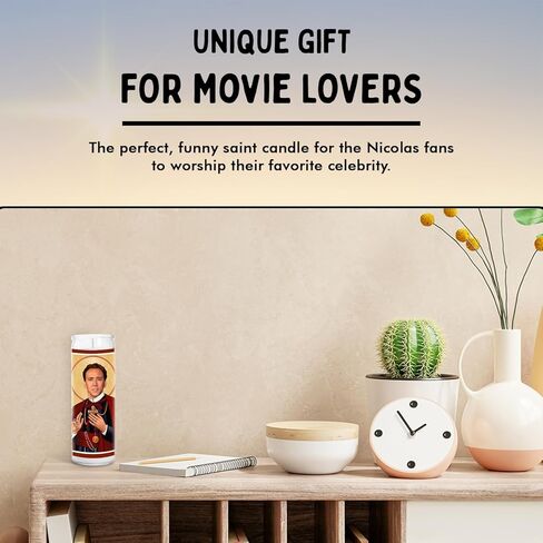 Cage Celebrity Glass Jar Candle – Unscented Handmade Soy Wax Votive Candle – Unique Gift for Movie Lovers – Home Decor Collectible for Living Room & Office – 8 Inch in Saudi Arabia