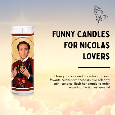 Cage Celebrity Glass Jar Candle – Unscented Handmade Soy Wax Votive Candle – Unique Gift for Movie Lovers – Home Decor Collectible for Living Room & Office – 8 Inch in Saudi Arabia