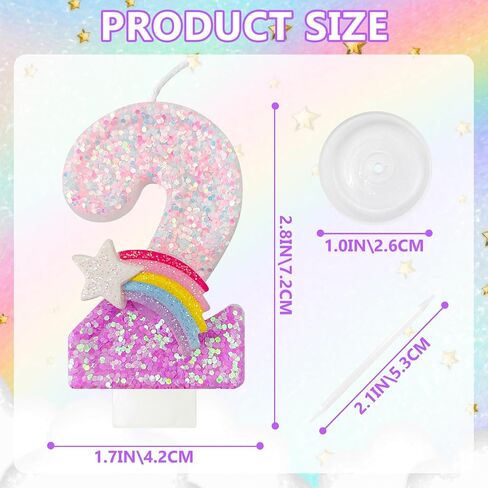 شموع عيد الميلاد الرقمية من Zailo Rainbow Star، ديكورات كعكة قوس قزح، ديكورات كب كيك، ديكورات كعكة عيد ميلاد الماكارون، لوازم الحفلات ذات الطابع الكرتوني (2) in Kuwait
