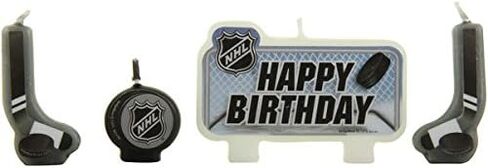 وقت الجليد NHL باللونين الأسود والرمادي! مجموعة شموع "عيد ميلاد سعيد" - 3 صغيرة (1.25 بوصة - 2.5 بوصة) و1 كبيرة (2.25 بوصة × 3.37 بوصة) - مثالية للحفلات التي تحمل عنوان الهوكي in Kuwait