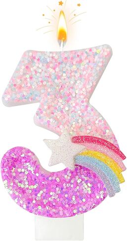 شموع عيد الميلاد الرقمية من Zailo Rainbow Star، ديكورات كعكة قوس قزح، ديكورات كب كيك، ديكورات كعكة عيد ميلاد الماكارون، لوازم الحفلات ذات الطابع الكرتوني (2) in Kuwait