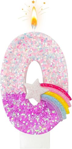 شموع عيد الميلاد الرقمية من Zailo Rainbow Star، ديكورات كعكة قوس قزح، ديكورات كب كيك، ديكورات كعكة عيد ميلاد الماكارون، لوازم الحفلات ذات الطابع الكرتوني (2) in Kuwait
