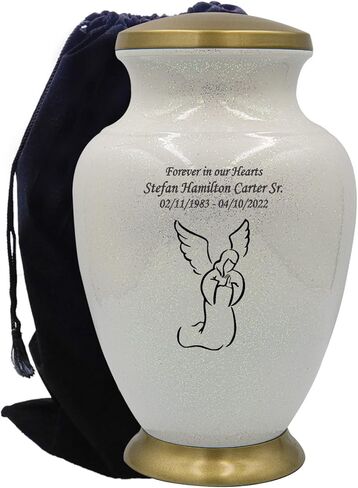 Praying Hands and Cross Cremation Urn for Humans with Personalization and Velvet Bag in Saudi Arabia