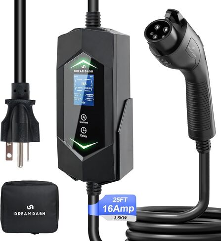 شاحن المستوى 2 EV لـ Tesla ، شاحن NACS EV مع سلك ETL مسبق 25 قدمًا ، 6A-40A AMP قابل للتعديل ، 40A 9.6KW الشحن السريع (110V-240V) ، NEMA 14-50 PLUC in Kuwait