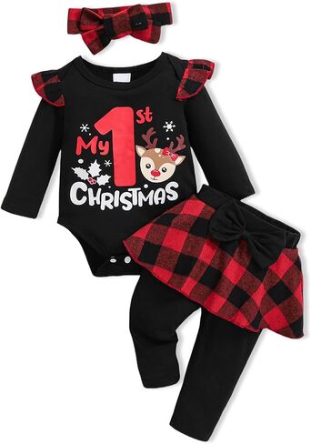 Baby Girl Clothes Newborn Infant Outfits Cute Summer Clothes Spring Romper Set+Hat+Headband in Kuwait