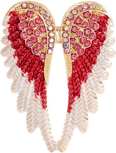 Angel Wing Crystal Brooch Pins for Women Men Vintage Enamel Colorful Guardian Fairy Wings Sparkly Rhinestone Lapel Pin for Birthday Party Dress Coat Suit Hat Bag Clothes Fashion Jewelry Accessories in Saudi Arabia