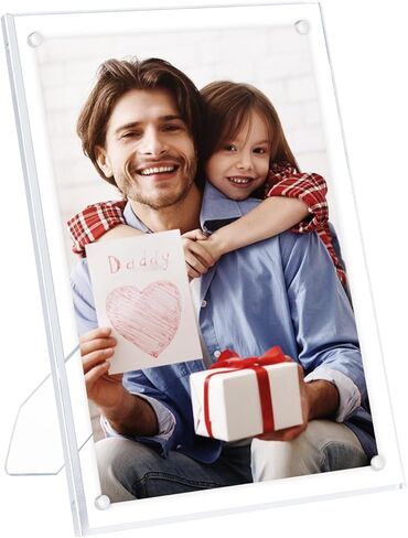 إطار أكريليك Egofine مقاس 5 × 7 حزمة واحدة، إطارات صور شفافة مع حامل، إطارات صور أكريليك مغناطيسية لعرض سطح الطاولة أفقيًا أو رأسيًا in Kuwait