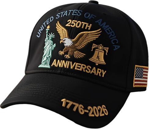 1776-2026 قبعة بيسبول وطنية للذكرى الـ 250، قبعة أبي مع طباعة ثلاثية الأبعاد قبعة كروية قابلة للتعديل للرجال والنساء المخضرم in Saudi Arabia