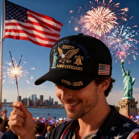 1776-2026 قبعة بيسبول وطنية للذكرى الـ 250، قبعة أبي مع طباعة ثلاثية الأبعاد قبعة كروية قابلة للتعديل للرجال والنساء المخضرم in Kuwait